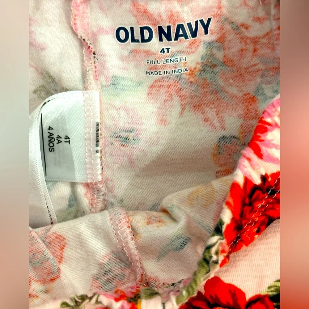 Old Navy Toddler Girl 4T Pink Floral Full-Length Leggings